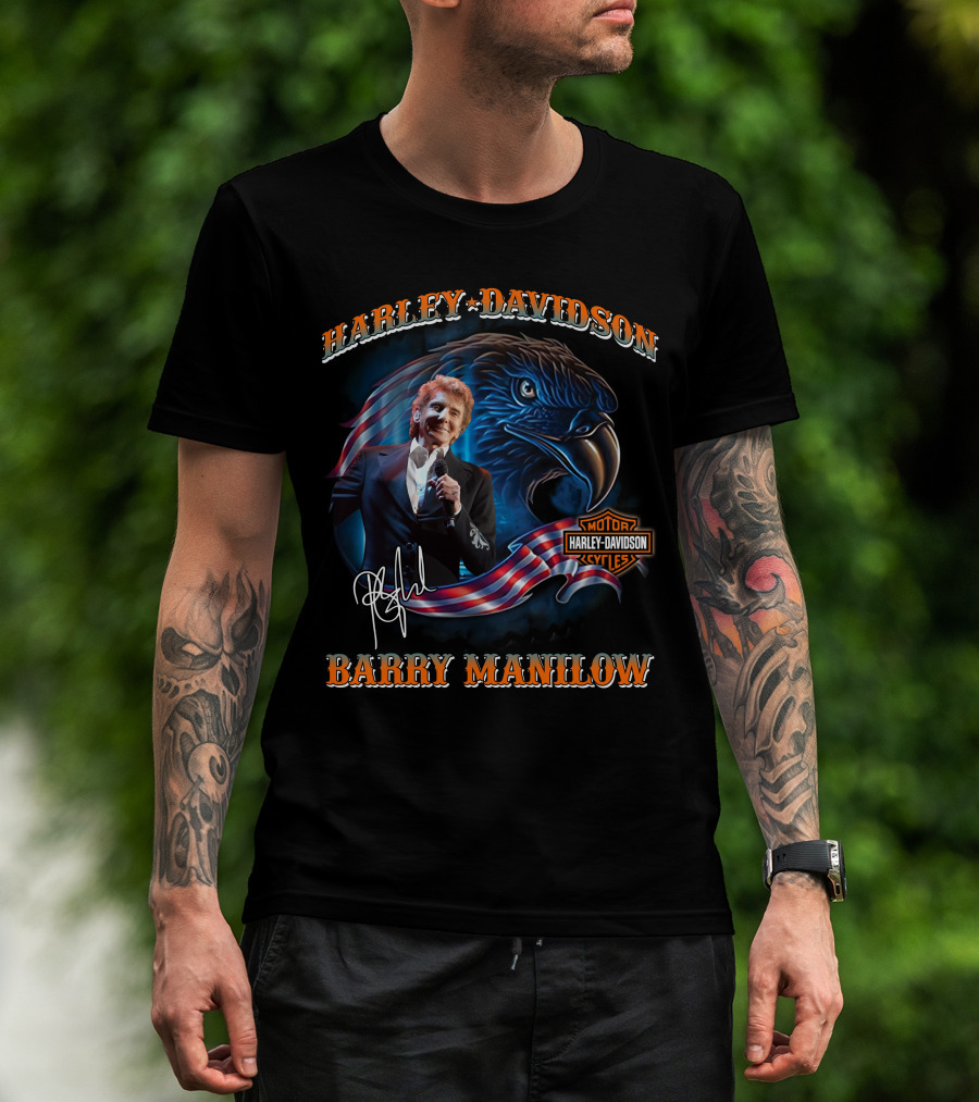 Harley Davidson Barry Manilow Eagle And Flag T-Shirt