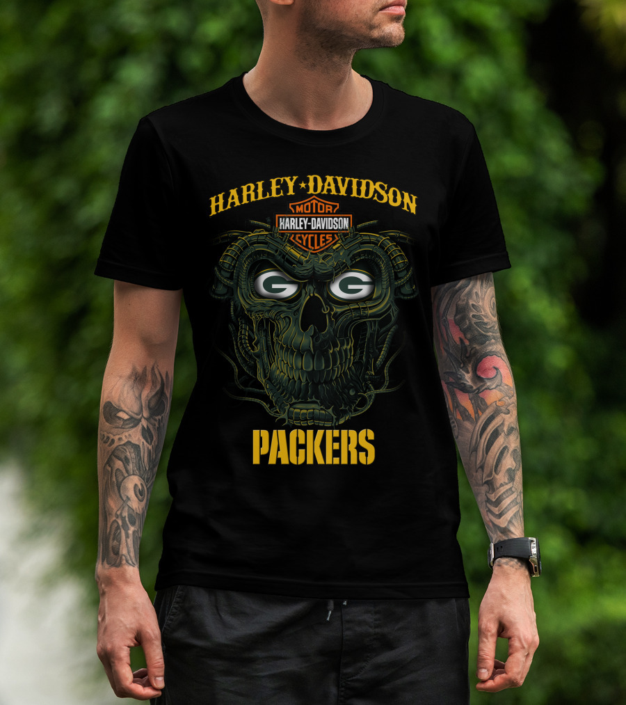 Harley Davidson Green Bay Packers G Skull T-Shirt