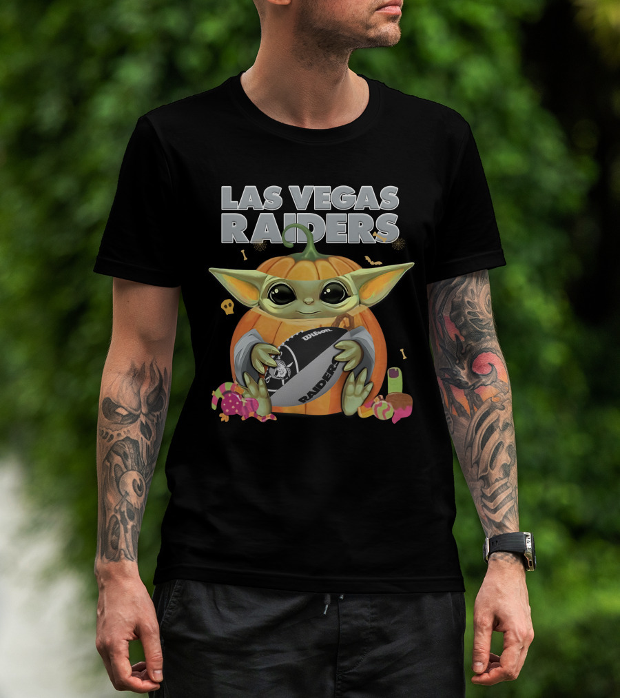 Las Vegas Raiders Yoda Pumpkin Halloween Football Raiders Ball T-Shirt