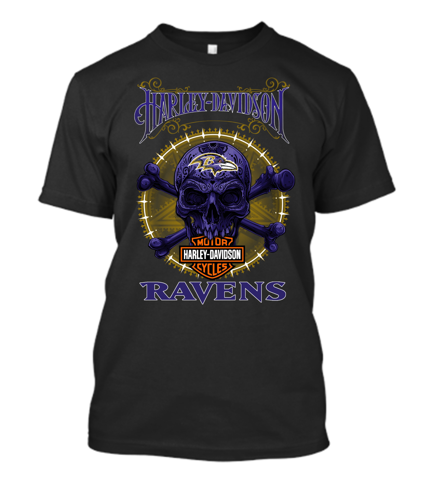 Harley Davidson Ravens Baltimore Skull T-Shirt