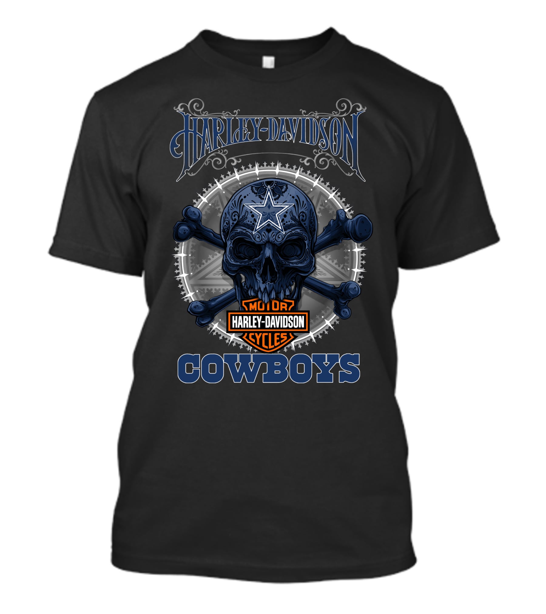 Harley Davidson Dallas Cowboys Skull Art T-Shirt