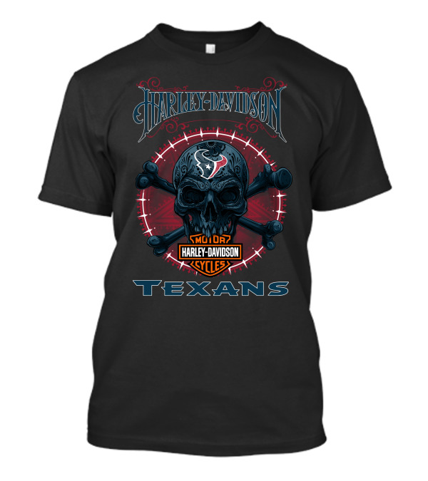 Harley Davidson Houston Texans Skull And Crossbones T-Shirt