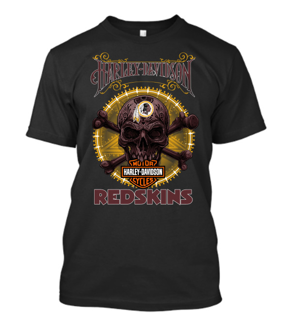 Harley Davidson Redskins Skull And Crossbones T-Shirt
