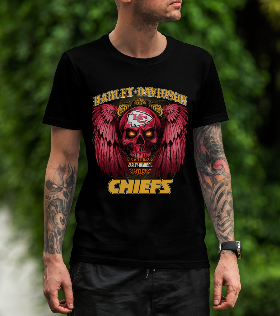 Harley Davidson Motor Cycles Kansas City Chiefs Nfl1228 T-Shirt