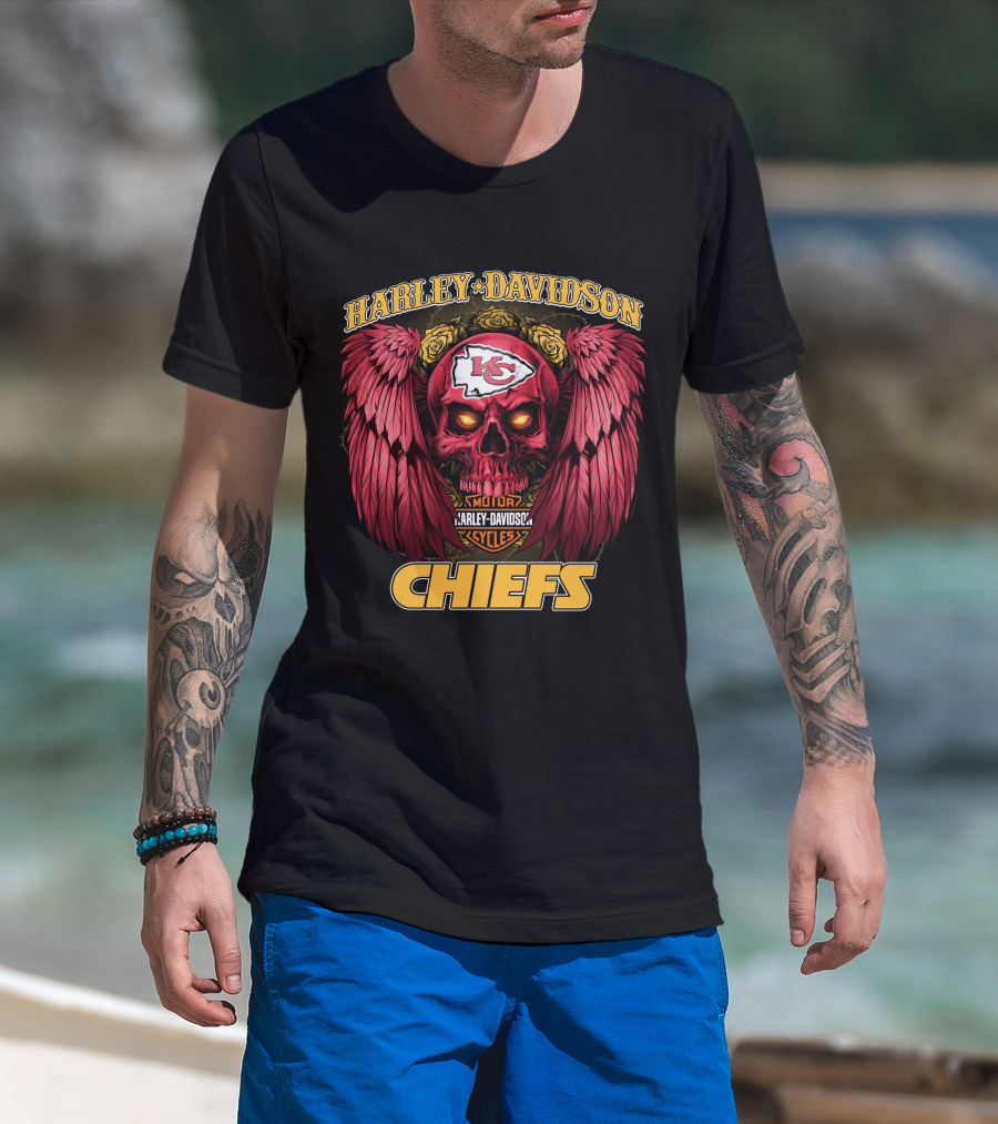 Harley Davidson Motor Cycles Kansas City Chiefs Nfl1228 T-Shirt