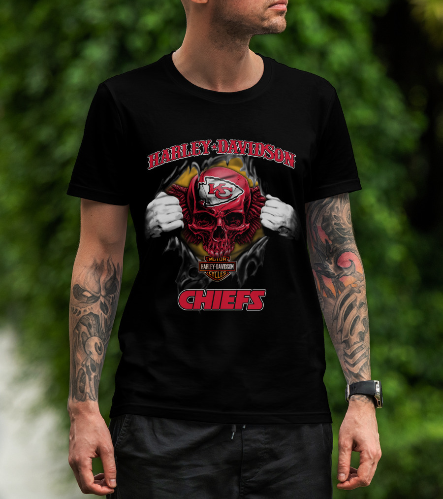 Harley Davidson Major Kansas City Chiefs Skull T-Shirt
