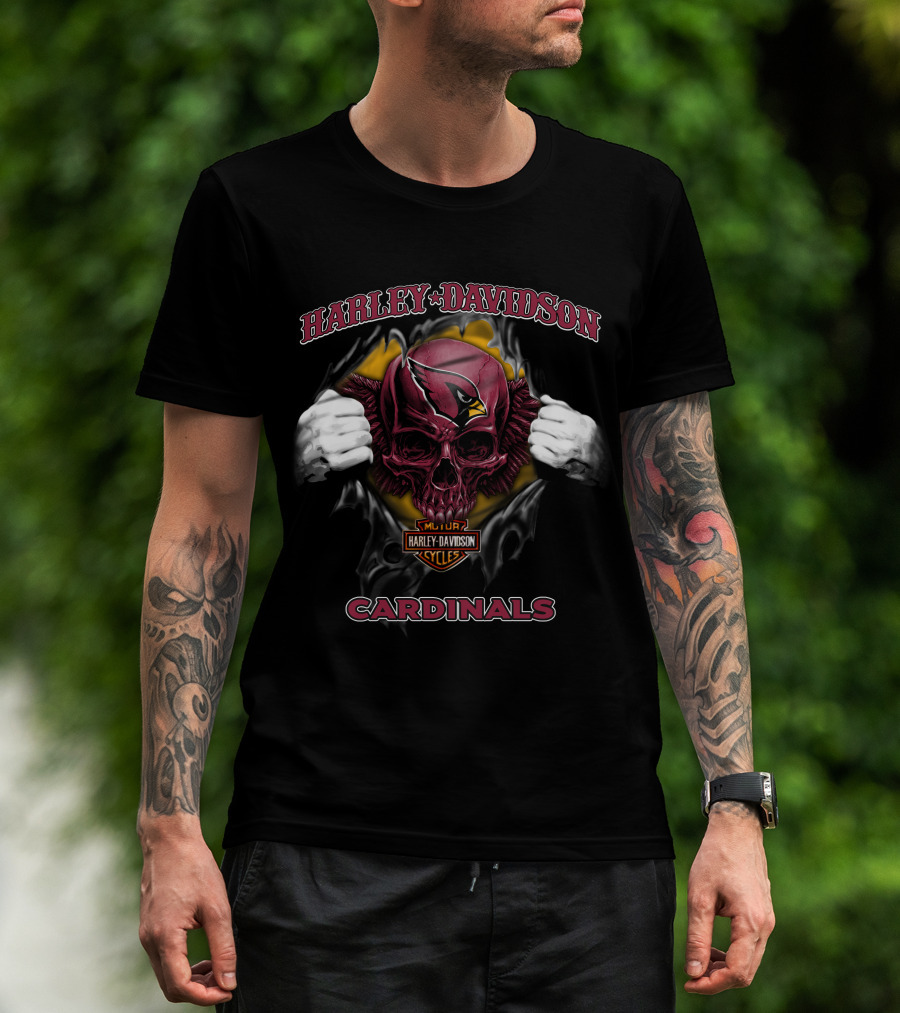 Harley Davidson Arizona Cardinals Skull Nfl T-Shirt