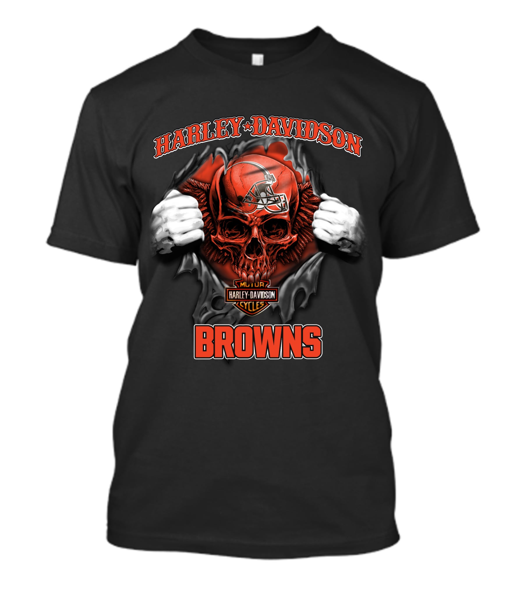 Harley Davidson Skull Cleveland Browns Nfl Major Cycles T-Shirt
