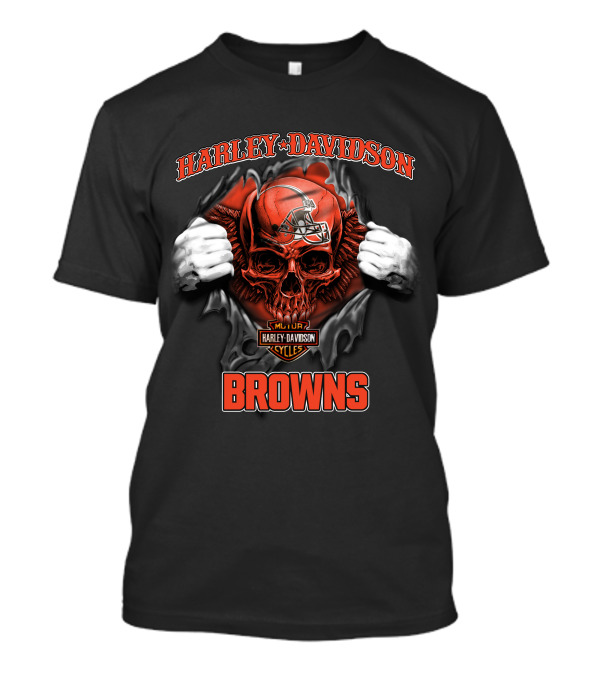 Harley Davidson Skull Cleveland Browns Nfl Major Cycles T-Shirt