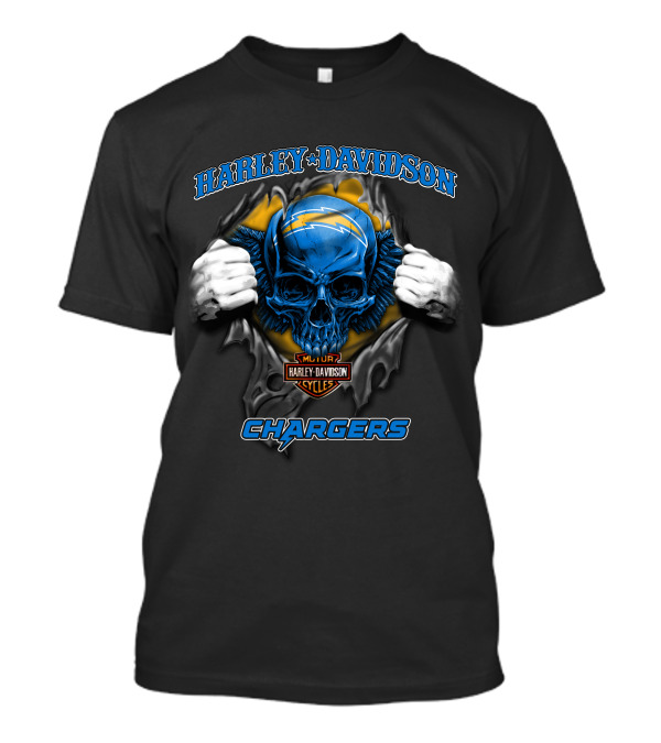 Harley Davidson Chargers Skull Nfl Los Angeles T-Shirt