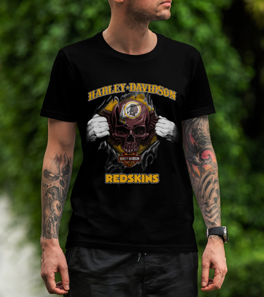 Harley Davidson Nfl Skull Washington Redskins T-Shirt