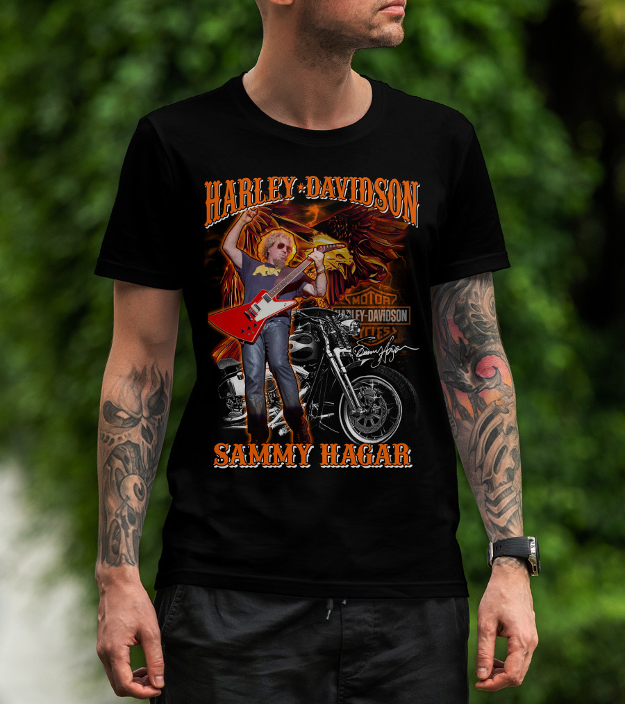Harley Davidson Sammy Hagar Motorcycles Eagle Guitar Performance T-Shirt
