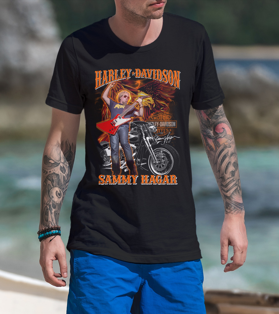Harley Davidson Sammy Hagar Motorcycles Eagle Guitar Performance T-Shirt