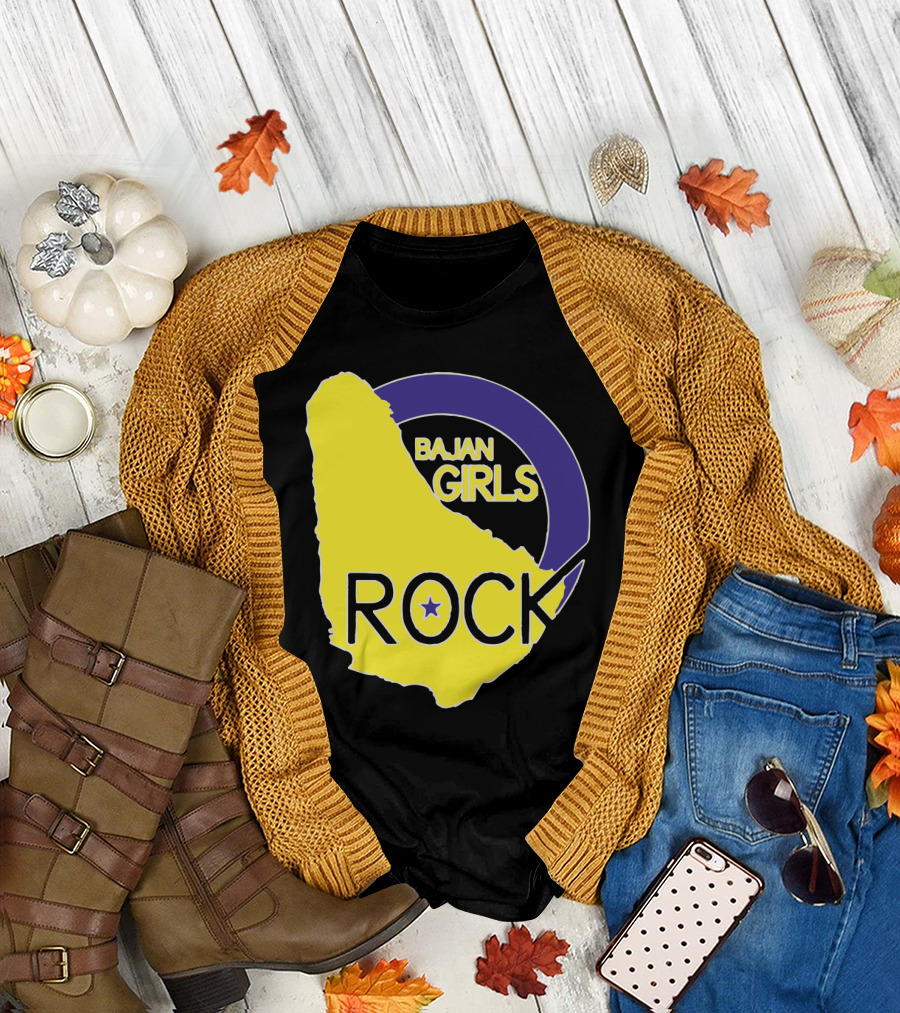 Bajan Girls Rock Barbados Map Yellow and Purple T-Shirt