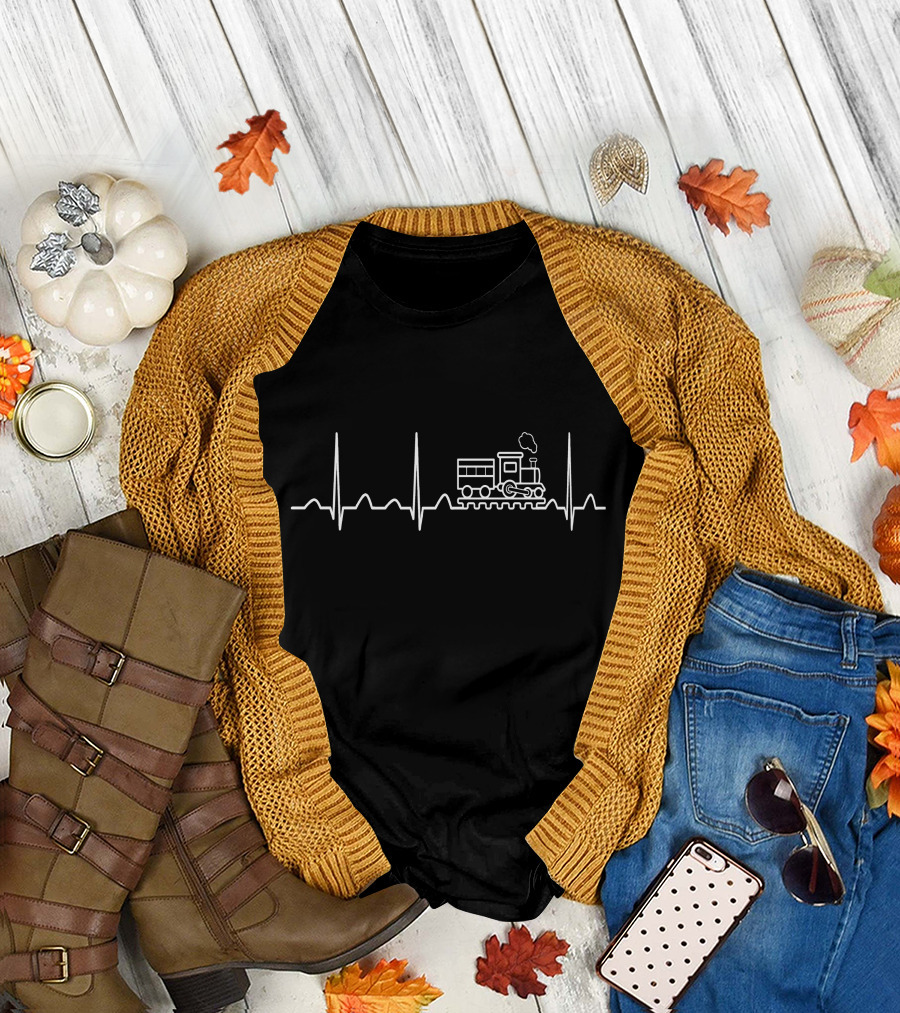 Rail Transport Heartbeat Train EKG T-Shirt