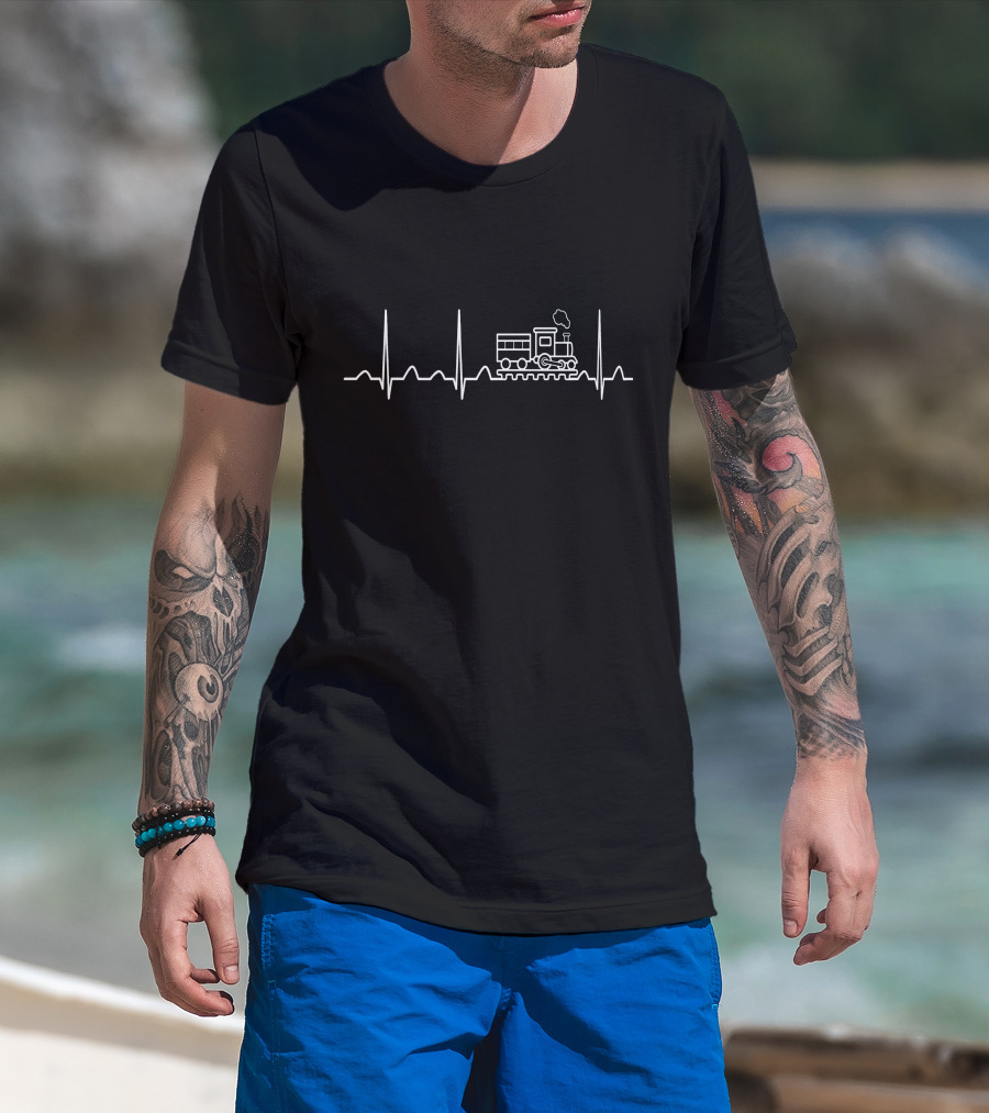 Rail Transport Heartbeat Train EKG T-Shirt
