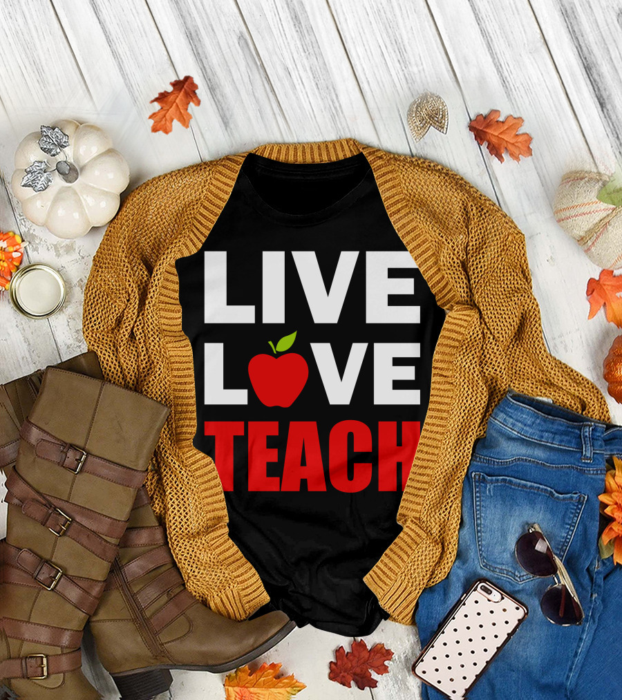 LIVE LOVE TEACH Apple T-Shirt