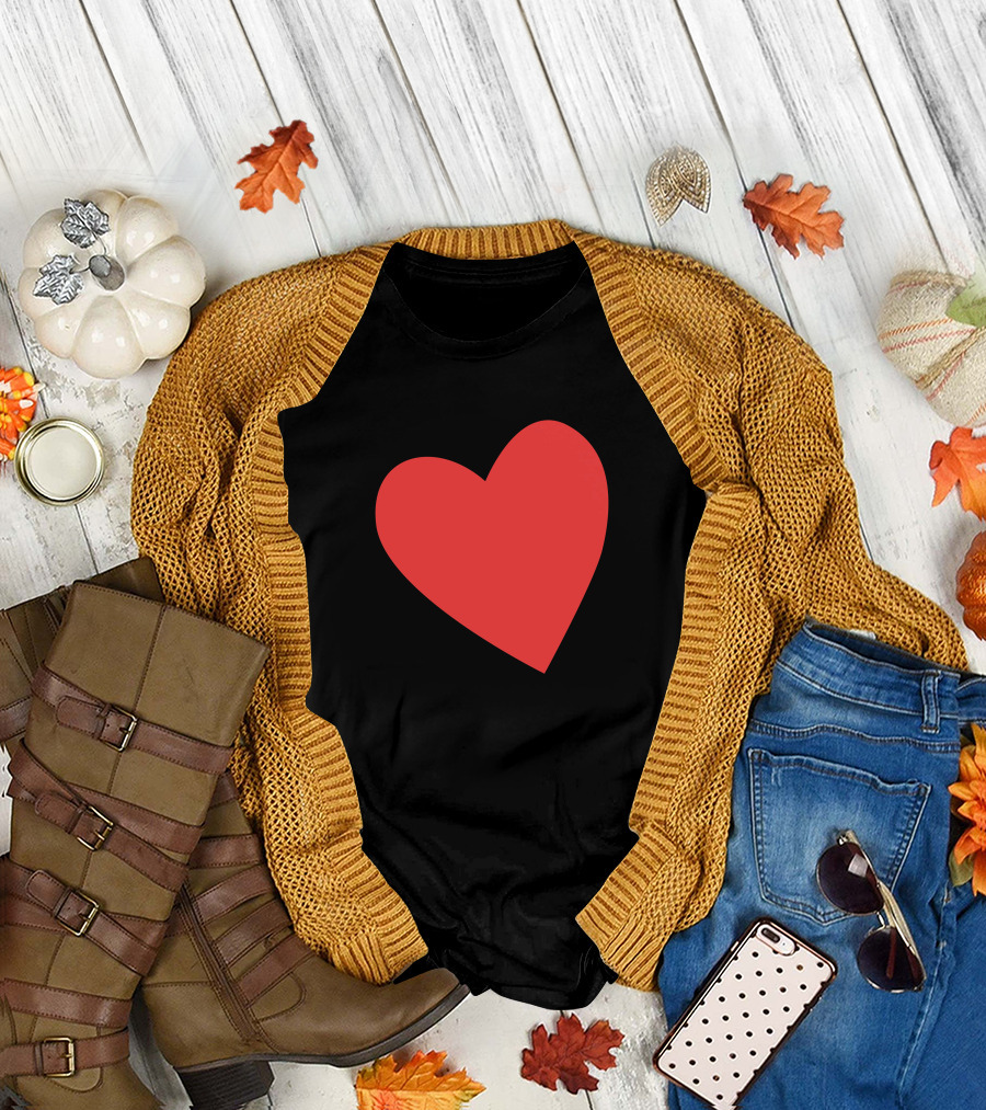 Belly Heart Red Shape T-Shirt