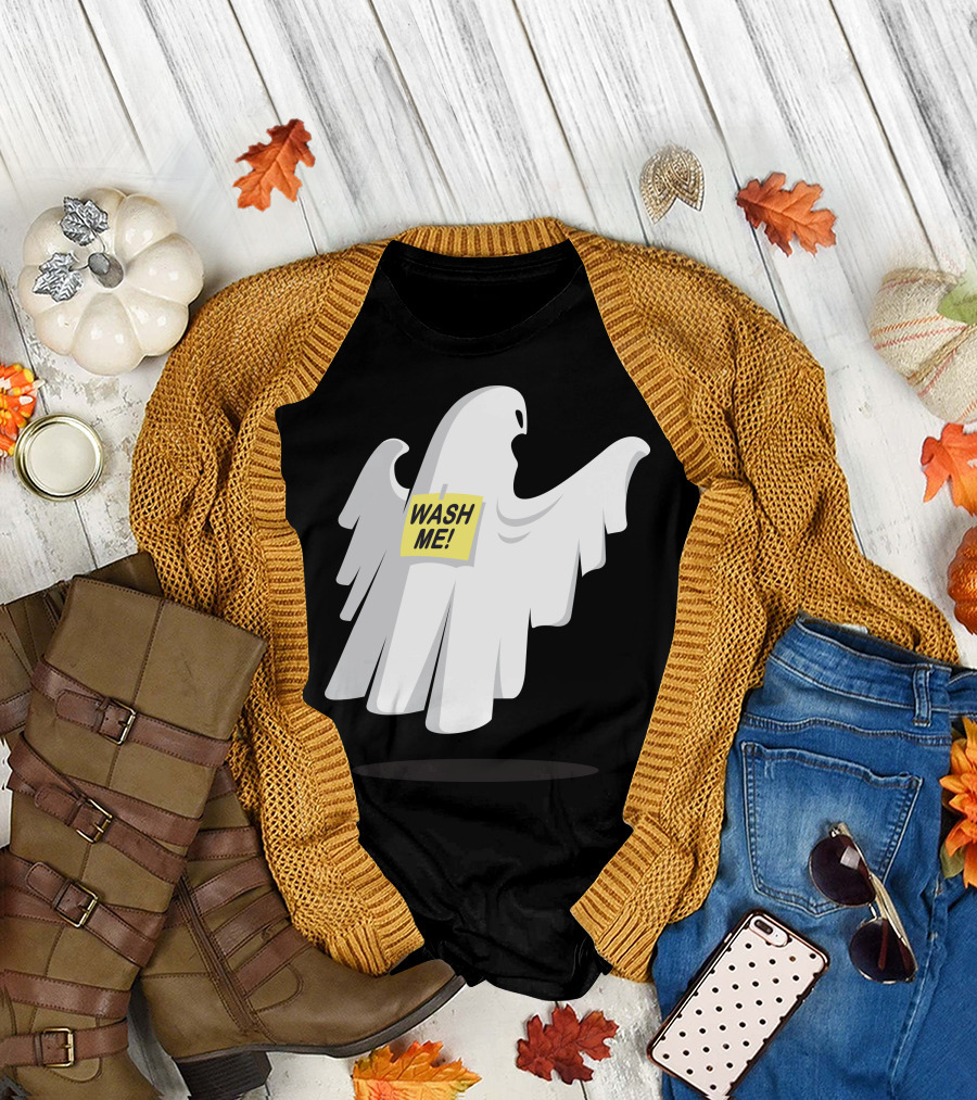 Ghostly Humor: Wash Me Floating Phantom T-Shirt