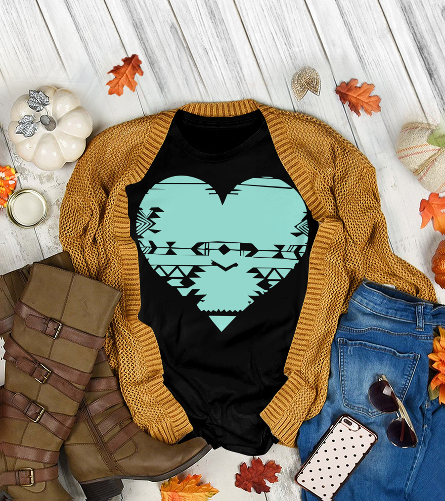 Heart Turquoise Tribal T-Shirt