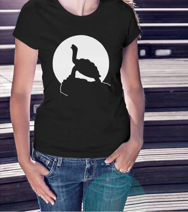 Howling Turtle Silhouette With Full Moon Background T-Shirt