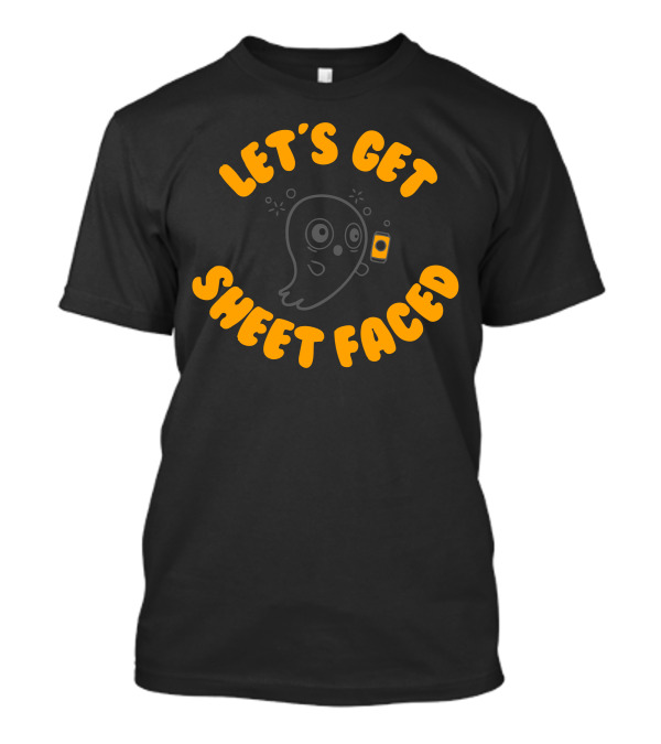 LET'S GET SHEET FACED Merry Ghost Holding Drink T-Shirt
