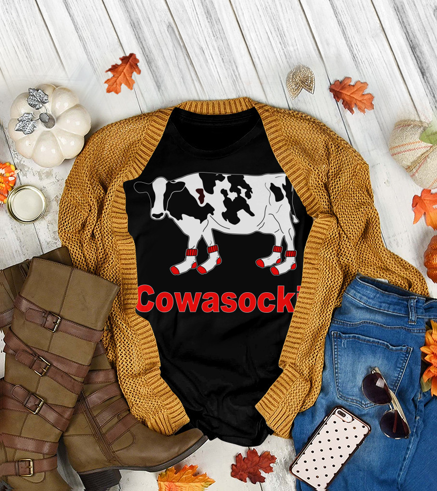Cowasocki Milk Cow in Socks T-Shirt