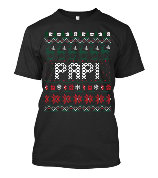 Papi Festive Sweater Reindeer Snowflake Gifts T-Shirt