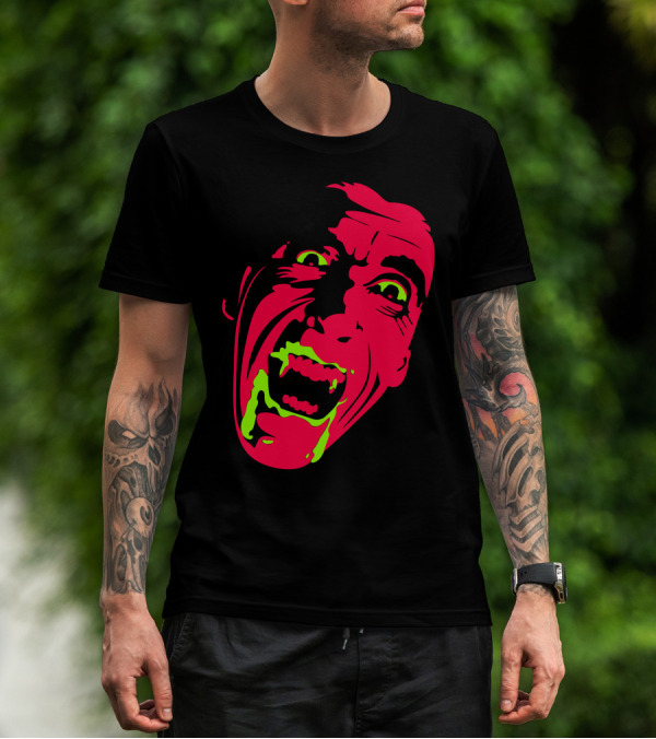 Prince Of Darkness Dracula Neon Horror Face T-Shirt