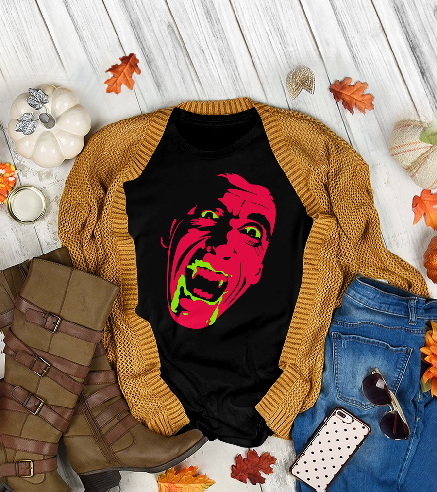 Prince Of Darkness Dracula Neon Horror Face T-Shirt