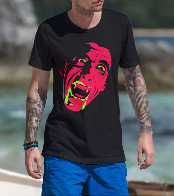 Prince Of Darkness Dracula Neon Horror Face T-Shirt