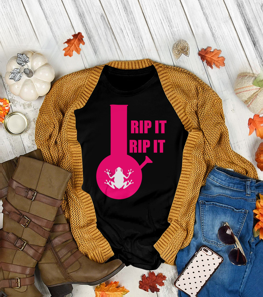 Rip It Rip It Frog on Pink Bong T-Shirt
