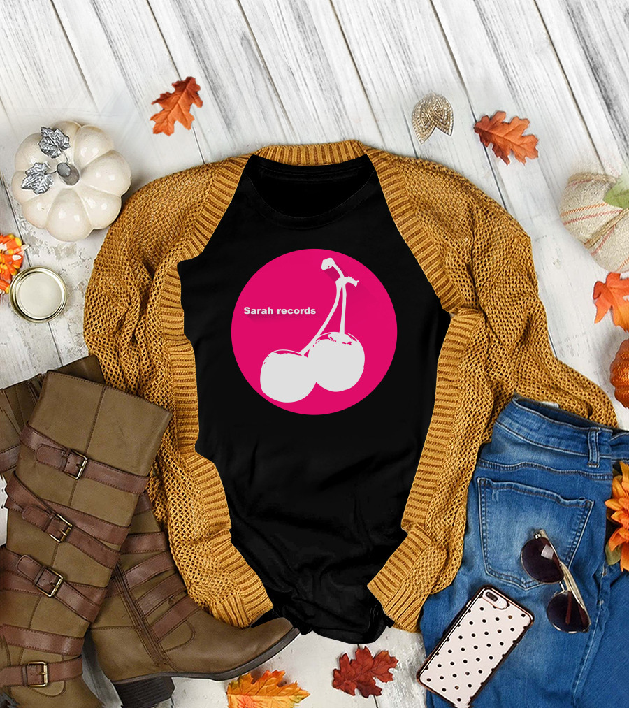 Sarah Records Pink Circle White Cherry T-Shirt