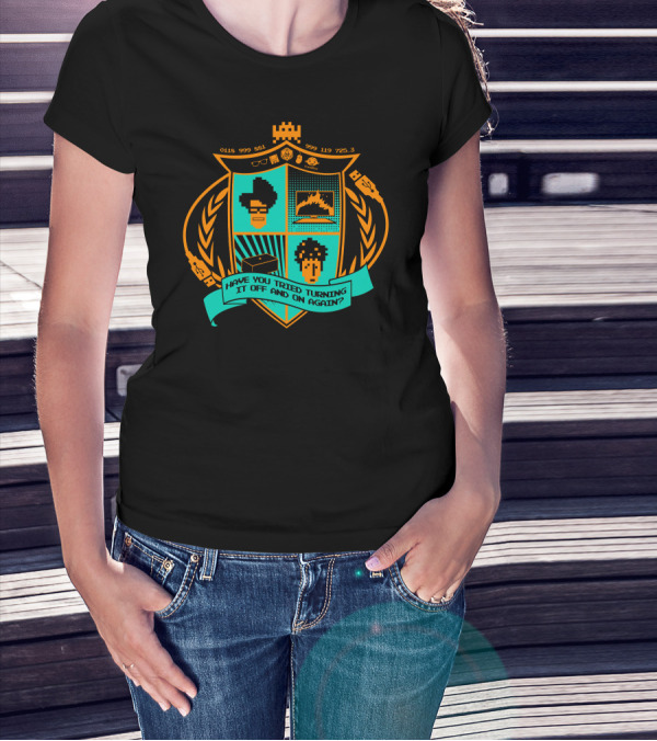 The IT Crowd Crest 0118 999 881 999 119 725 3 Have You Tried Turning It Off And On Again T-Shirt