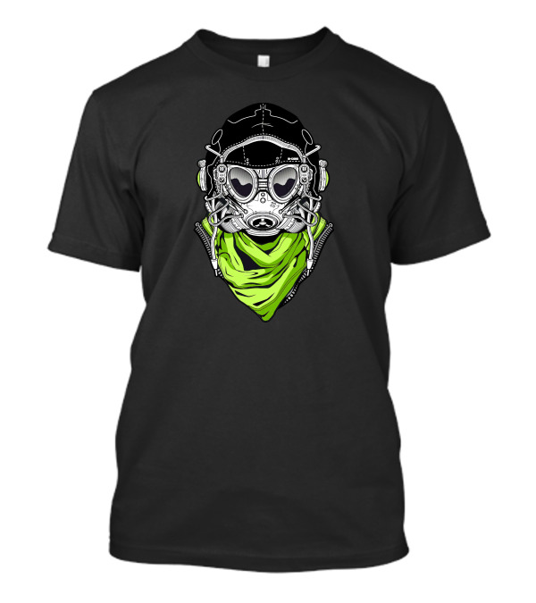 The Robot Boy Gas Mask Goggles Green Scarf Pilot Helmet T-Shirt