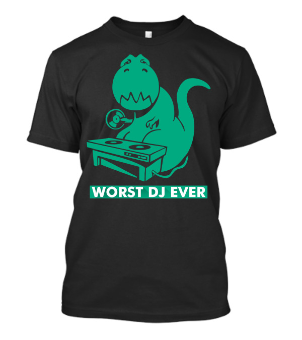 Worst DJ Ever Dinosaur Mixing On Turntables T-Shirt