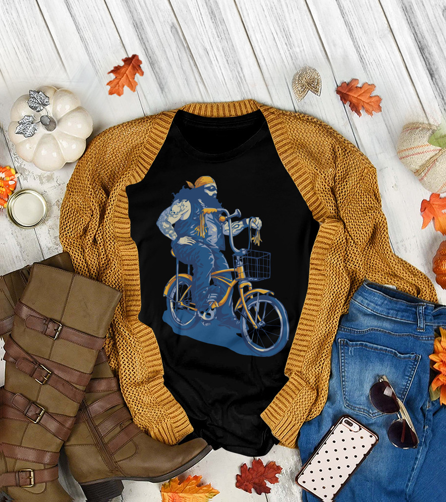 You Starin At Somethin Punk Biker on Chopper Bicycle Rugged T-Shirt