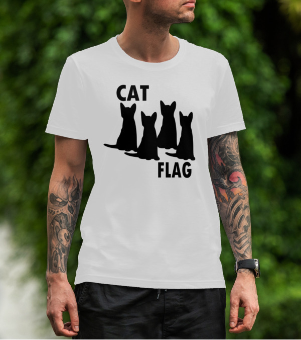 Cat Flag Black Flag Parody Four Cats T-Shirt