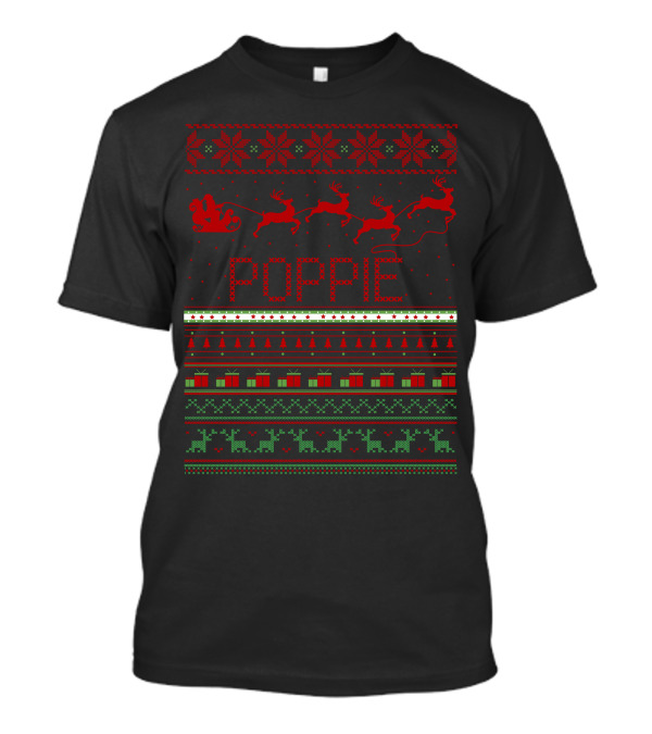 Poppie Christmas Reindeer Sleigh Ugly T-Shirt