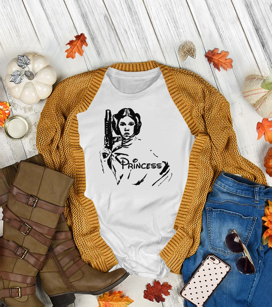 Princess Leia Holding Blaster Sketch T-Shirt