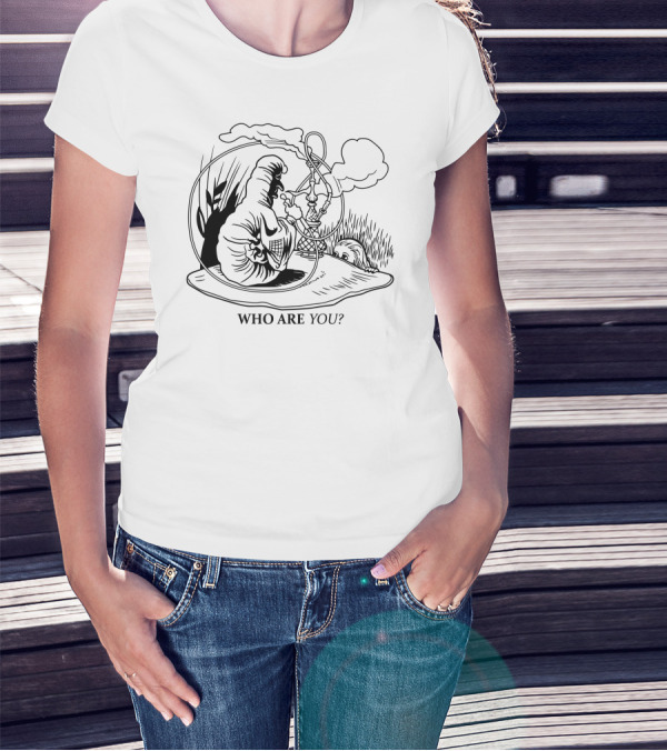 Caterpillar And Alice Who Are You Question With Hookah Scene T-Shirt