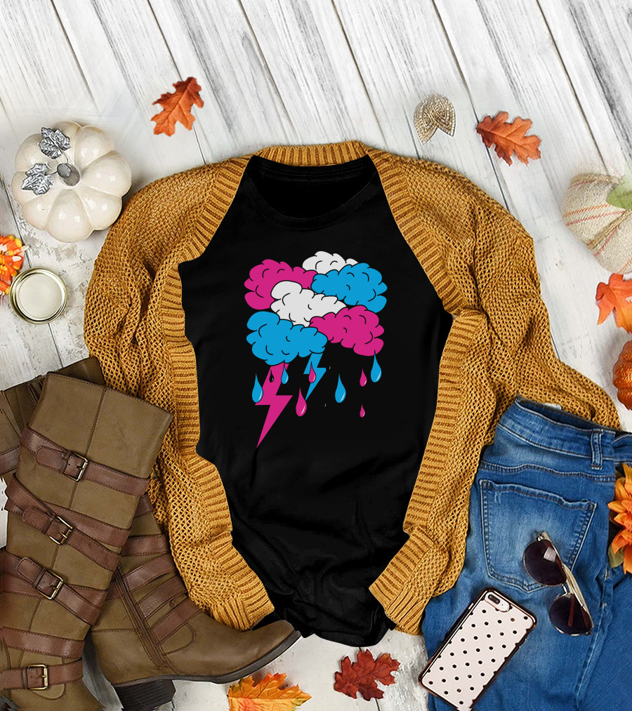 CMYK Cloud Lightning and Raindrop Storm T-Shirt