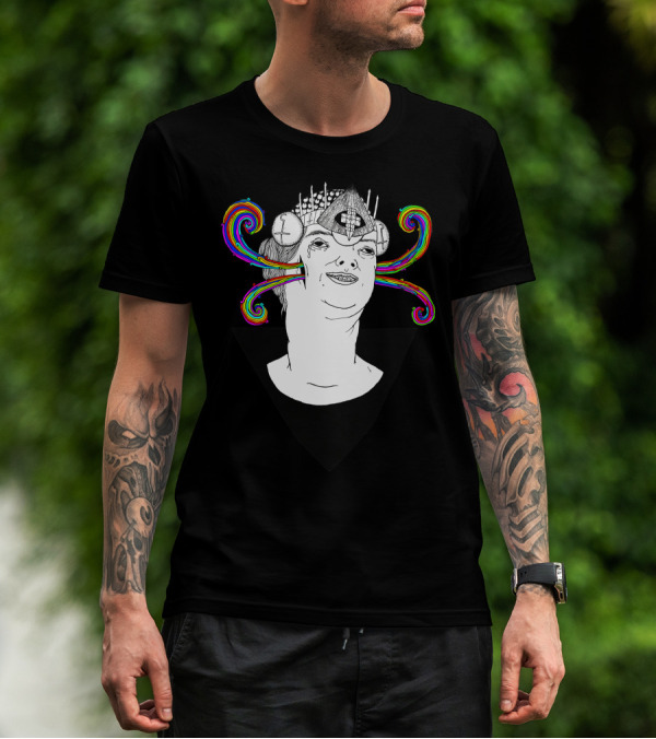 Face Feeder Psychedelic Swirl Adornment T-Shirt