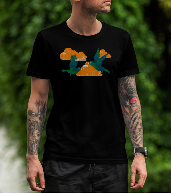 Hello Birds What's Up Flying Chat Between Clouds T-Shirt