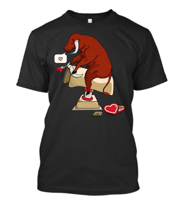 Bull On Phone With Rose And Cassette Tape In Love Message T-Shirt