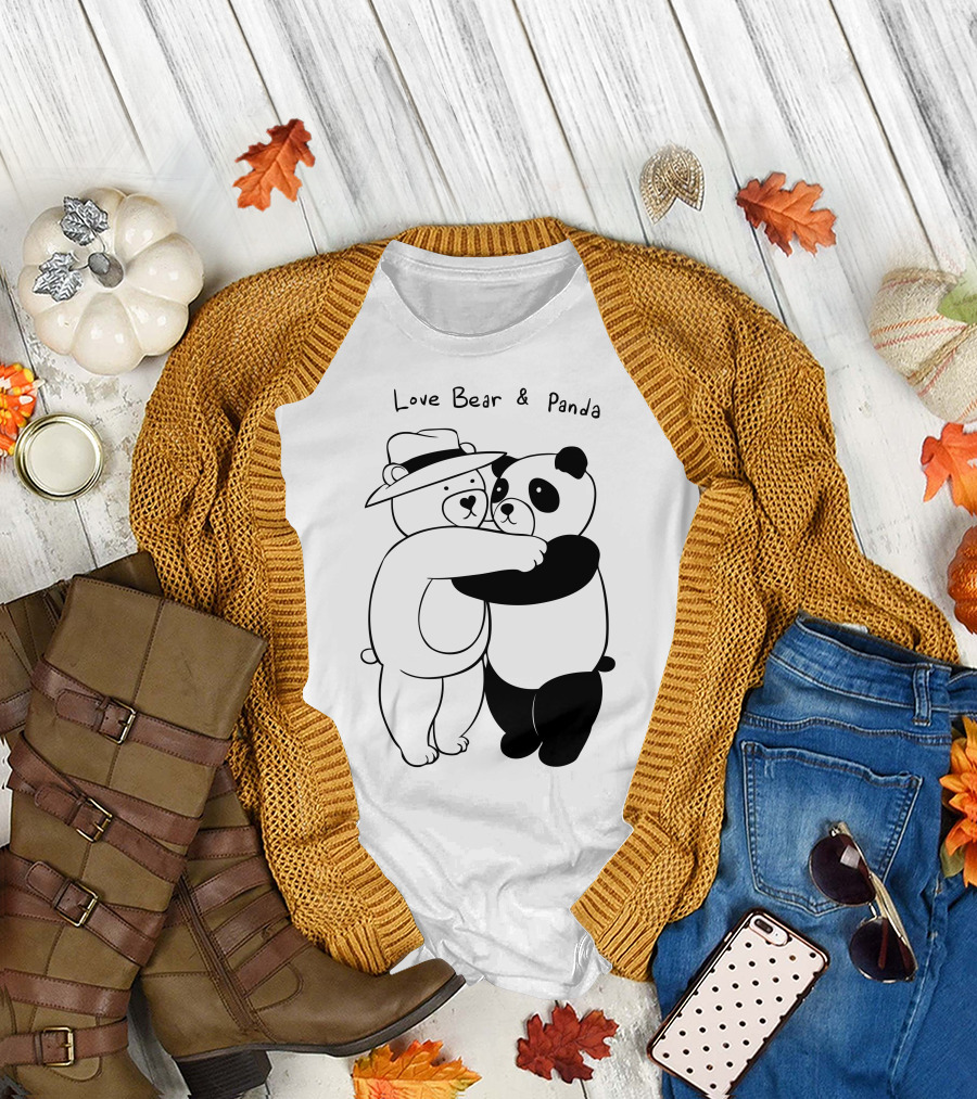 Love Bear And Panda Embrace Friendship T-Shirt