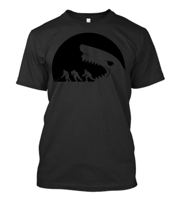 Seek And Destroy Hockey Shark Silhouette Attack T-Shirt