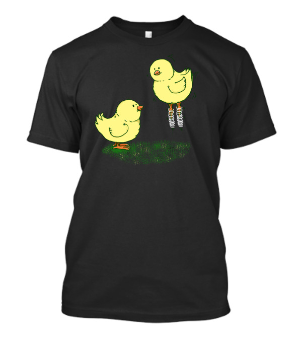 Spring Chicken Bouncing On Grass With Springs Under Feet T-Shirt