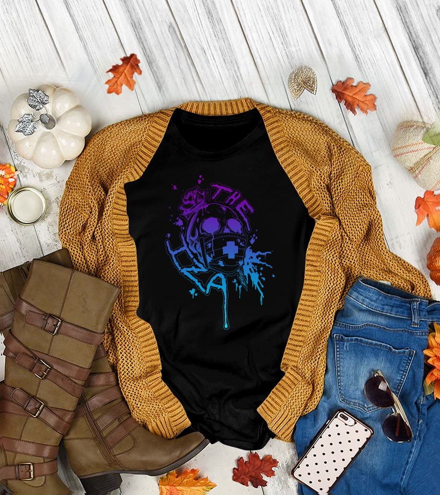 The Iza Skull with Mask and Dripping Colors T-Shirt
