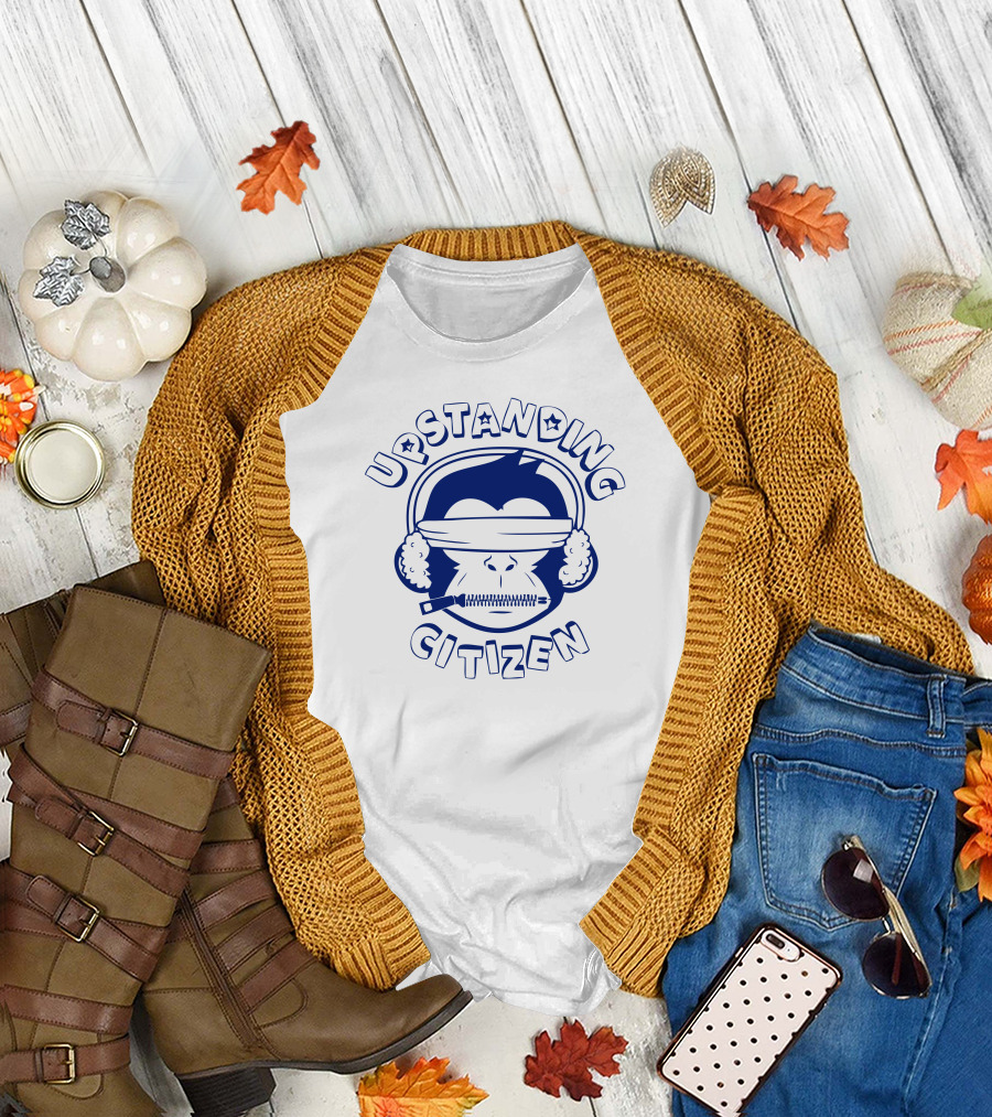Upstanding Citizen Monkey with Headphones and Blindfold T-Shirt